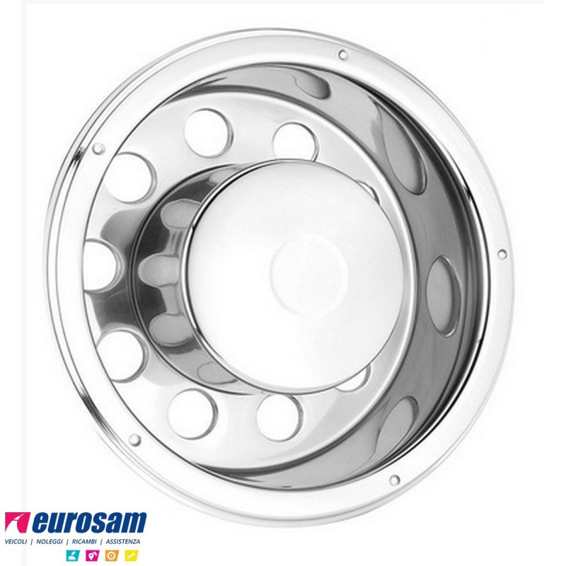 copriruota coprimozzo posteriore inox con fori per cerchio 22,5 A2A...