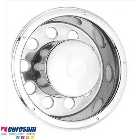 copriruota coprimozzo posteriore inox con fori per cerchio 22,5