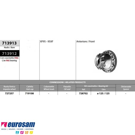 Kit mozzo ruota anteriore DAF XF95 95XF con cuscinetto OE quality