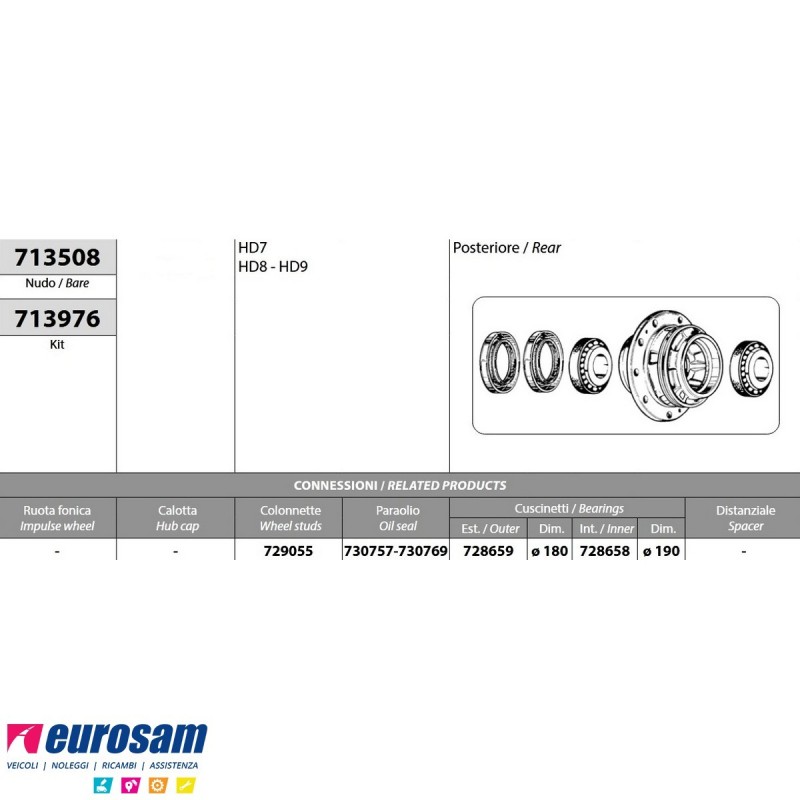 Kit mozzo ruota posteriore ASTRA HD7 HD8 HD9 IVECO EUROTECH/STAR/TR...