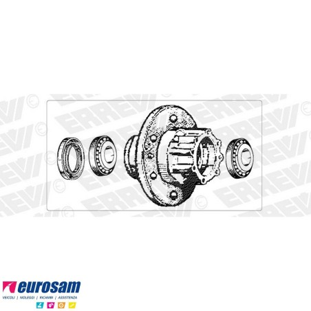 Mozzo ruota posteriore Iveco TurboDaily 59.12 Eurocargo 60/65/75E Tector 75E13/E15/E18 con cuscinetti e paraolio