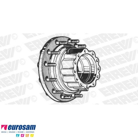 Mozzo ruota posteriore nudo Iveco 180.24/.26 190.30/.38 240.30/.38 330.26/.30/.35/.36 330f26/f35 con colonnette