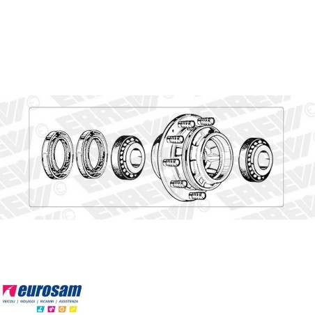 Kit Mozzo ruota posteriore Iveco 170 190.20/.26 180.24/.26 190.30/.38 240.30/.38 330.26/.30/.35 con cuscinetti paraoli e colonne