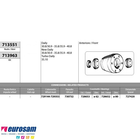 Mozzo ruota anteriore IVECO DAILY NEW DAILY 30.8-35.10-40.8