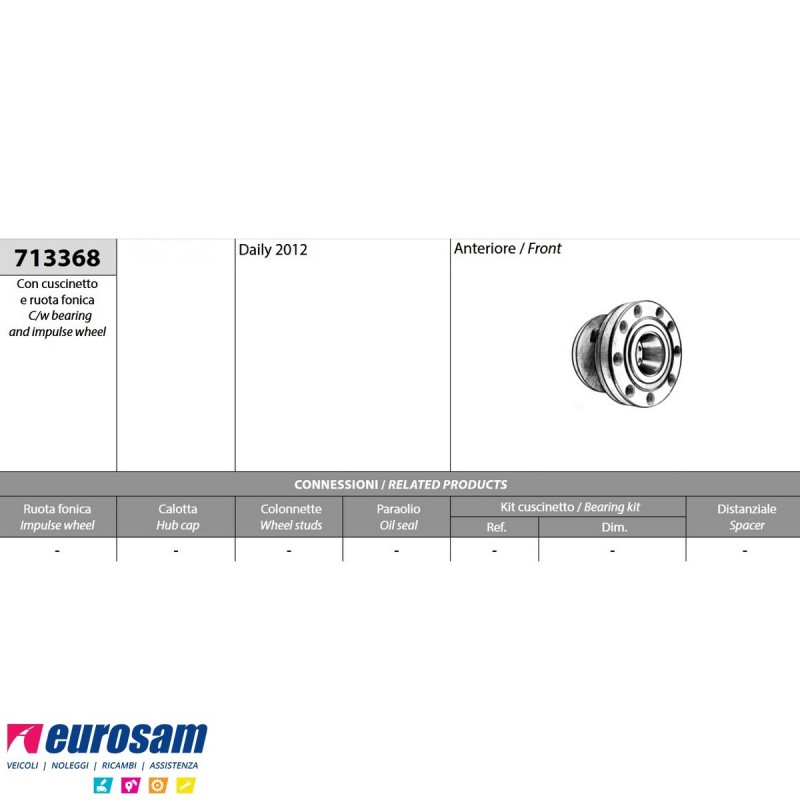 Mozzo ruota anteriore completo Iveco Daily modello 2012 con ruota f...