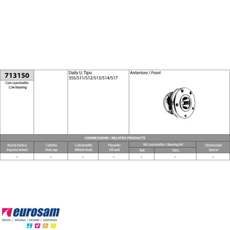 Mozzo ruota anteriore completo Iveco Daily 35S11/S13/S17
