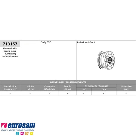 Mozzo ruota anteriore completo Iveco Daily 65C con Abs