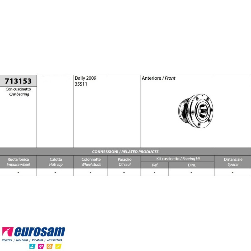 Mozzo ruota anteriore completo Iveco Daily 35S modello 2009- 713153