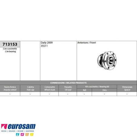 Mozzo ruota anteriore completo Iveco Daily 35S modello 2009-