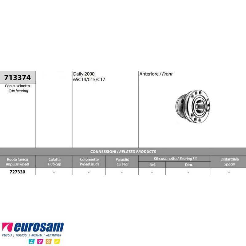 Mozzo ruota anteriore completo Iveco Daily 65C modello 2006- 713374