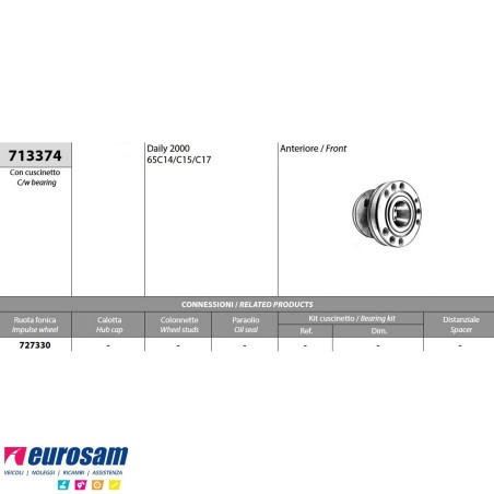 Mozzo ruota anteriore completo Iveco Daily 65C modello 2006-