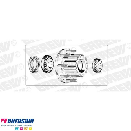 Kit Mozzo ruota posteriore Iveco Eurocargo 120/150/170/260E15/E18/E21/E23 con cuscinetti paraolio e colonnette