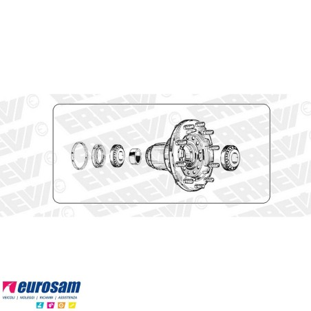Kit Mozzo ruota anteriore Iveco Eurocargo 170/260E15/E18/E23/E27 Eurotech Eurostar con cuscinetti paraoli e colonnette