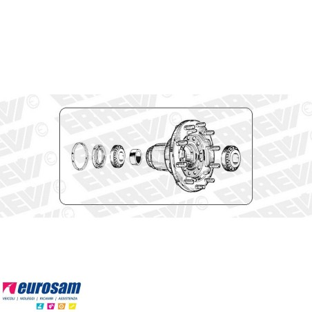 Kit Mozzo ruota anteriore Iveco Eurocargo Tector 170E18/E21/E23/E24/E27/E28 Eurotech/Star/Trakker Stralis Cursor con cuscinetti
