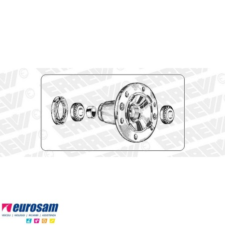 Mozzo ruota anteriore Iveco Eurocargo 130/150/280/320E15/E18/E23/E27 con cuscinetti e paraolio