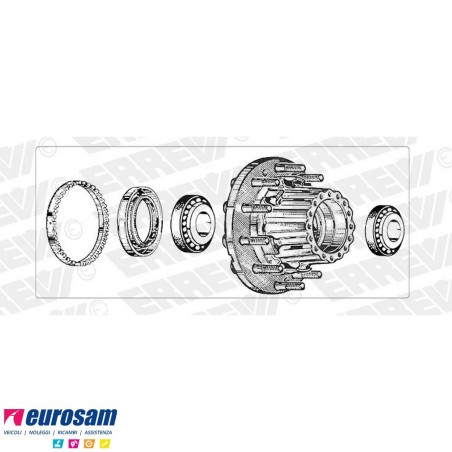 Kit Mozzo ruota posteriore Iveco Eurotech Eurostar con cuscinetti paraoli e colonnette