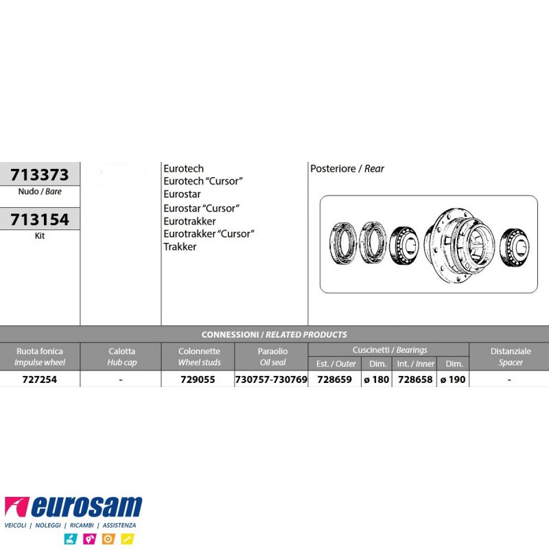 Mozzo ruota posteriore Iveco Eurotech Eurostar Eurotrakker Cursor c...
