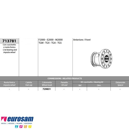 Mozzo ruota anteriore Man F2000 E2000 M2000 Tga Tgx Tgm Tgs completo