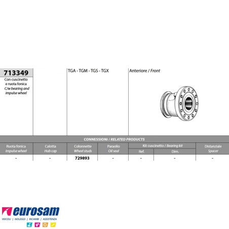 Mozzo ruota anteriore Man TGA TGX TGM TGS con cuscinetto e ruota fonica