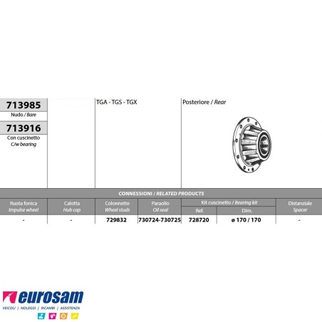 Mozzo ruota posteriore nudo Man TGA TGX TGS