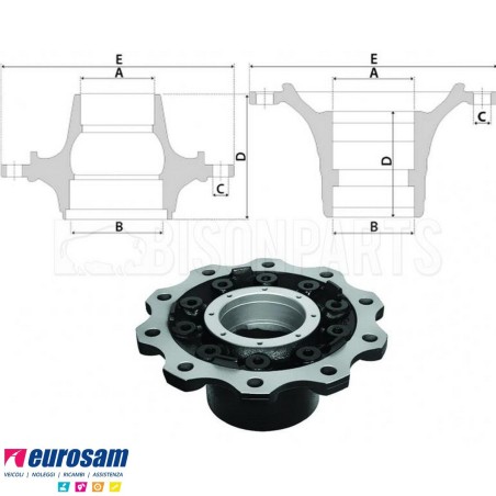 Kit Mozzo ruota anteriore Mercedes Actros con cuscinetti e paraolio