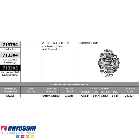 Mozzo ruota posteriore nudo Scania 4 serie con freno a disco