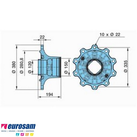 Mozzo ruota completo assale Bpw assale Eco Plus 2 6,5-8-9 Ton serie HS HZ SKH SH SKHB SHB SHSLL SMS SMB:LL