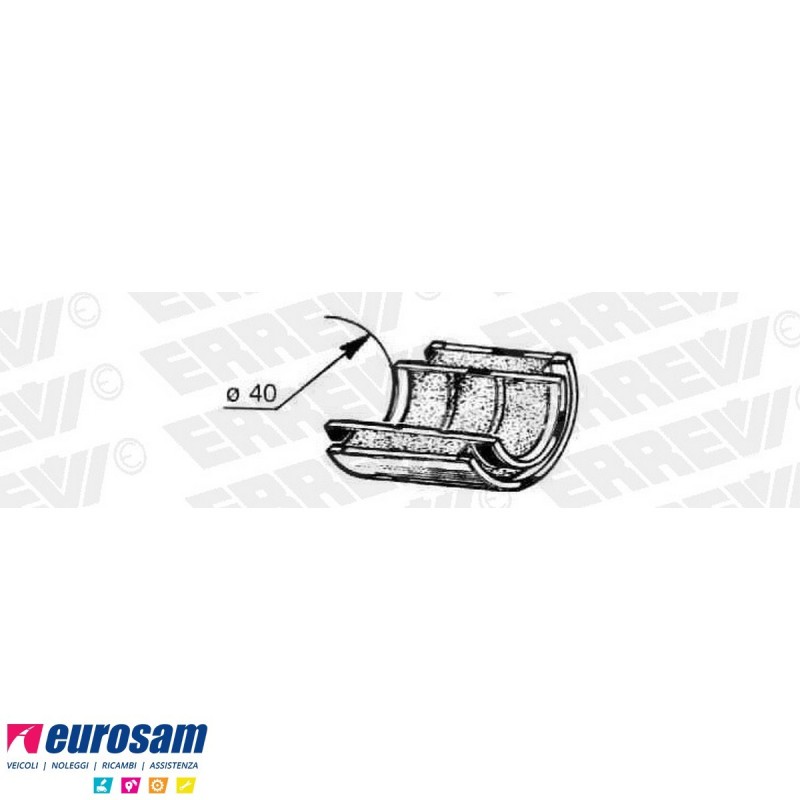 Semiboccola D.40 L.80 ferro-gomma stabilizzatrice ant Iveco 330 Eur...