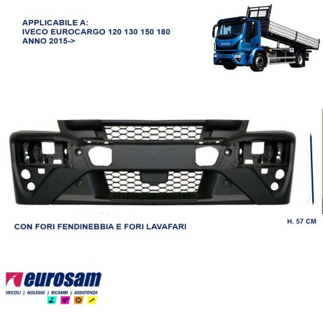 paraurti anteriore iveco eurocargo 120 130 150 2015 con fendinebbia e lavafari