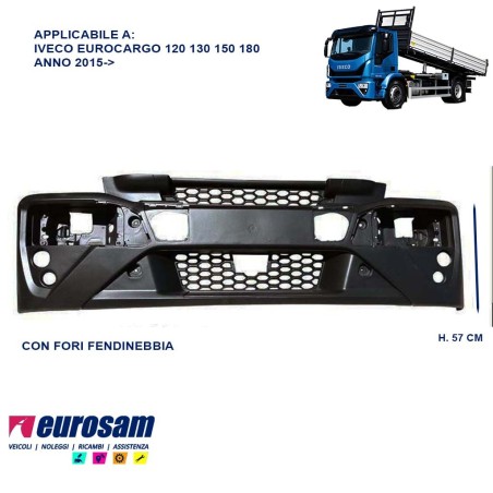 pparaurti anteriore iveco eurocargo modello 2015 120 - 130 - 150 - 180/ppinfo: con fori fendinebbia- senza dam sottoparaurti/p