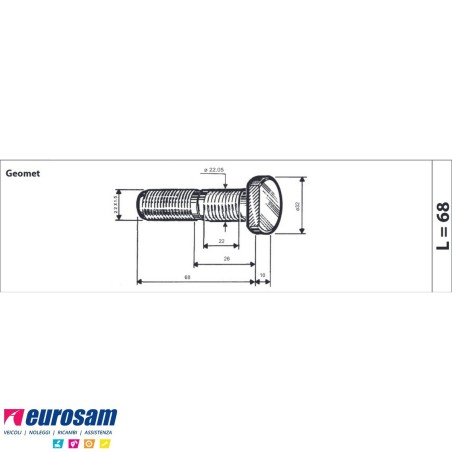 Colonnetta ruota posteriore m22x1,5 lunghezza 105 Mercedes Actros Atego disco versione NR5 TE4 TE5 confezione 10 pezzi