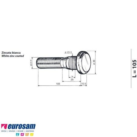 Colonnetta ruota posteriore m22x1,5 lunghezza 115,5 Renault Volvo confezione 10 pezzi