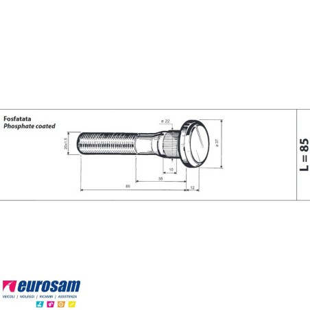 Colonnetta ruota ant/post m20x1,5 lunghezza 97 Daf confezione 10 pezzi