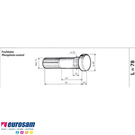 Colonnetta ruota posteriore m18x1,5 lunghezza 88 Daf confezione 10 pezzi