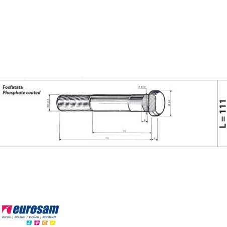 Colonnetta ruota posteriore m22x1,5 lunghezza 120 Iveco 190 Astra confezione 10 pezzi