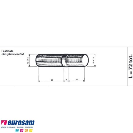 Colonnetta ruota anteriore m18x1,5 lunghezza 72 Iveco Daily TurboDaily confezione 10 pezzi