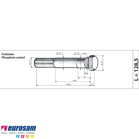 Colonnetta ruota posteriore m22x1,5 lunghezza 137,5 Iveco Eurotrakker con riduttore confezione 10 pezzi
