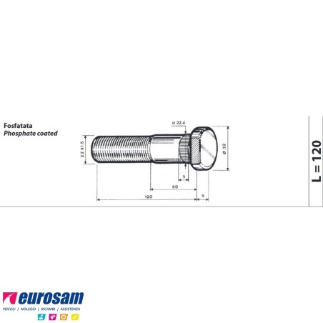 Colonnetta ruota posteriore m22x1,5 lunghezza 129 Iveco Eurocargo tech star confezione 10 pezzi
