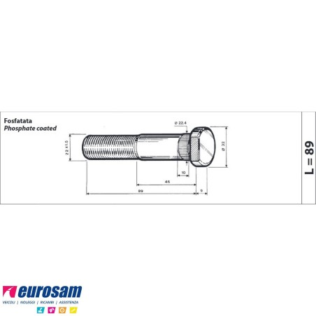 Colonnetta ruota posteriore m22x1,5 lunghezza 98 Iveco Eurocargo 1 serie confezione 10 pezzi