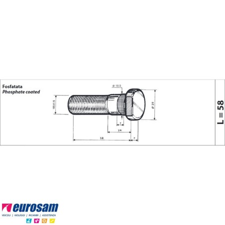 Colonnetta ruota posteriore m18x1,5 lunghezza 65 Iveco Daily gamma zeta confezione 10 pezzi
