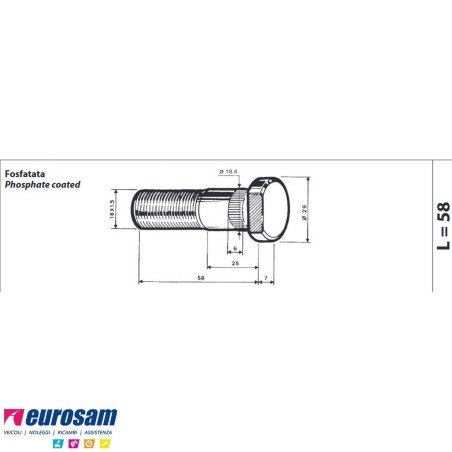 Colonnetta ruota posteriore m18x1,5 lunghezza 65 Iveco Daily ponte Fiat 1a Serie confezione 10 pezzi