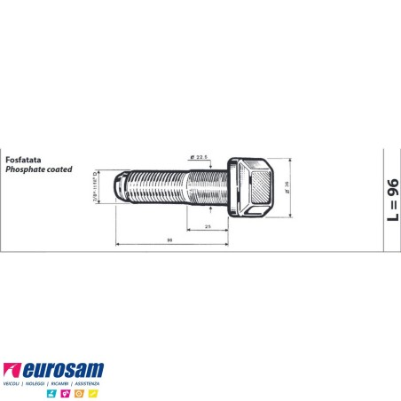 Colonnetta ruota posteriore 7/8 lunghezza 96 Scania confezione 10 pezzi