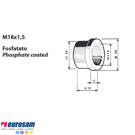 Dado per colonnetta mozzo m18x1,5 h. 18 ch.24 Iveco Man confezione 10 pezzi
