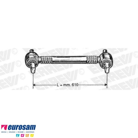Barra di reazione L.610 posteriore Iveco Eurotrakker Trakker 330.26/.30/.35/.36