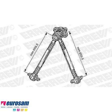Trapezio di reazione L.659,5 Iveco Eurotech Eurocargo dal 120E15 al 320E27 pneumatico