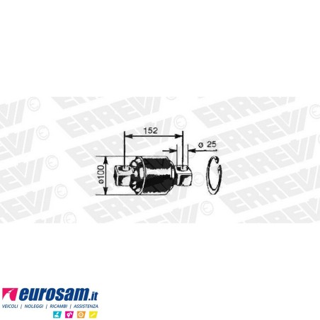 Silentblock trapezio reazione parte centrale D.100 F.25 L.152/194 Mercedes Actros Mp1/2 Axor I e II