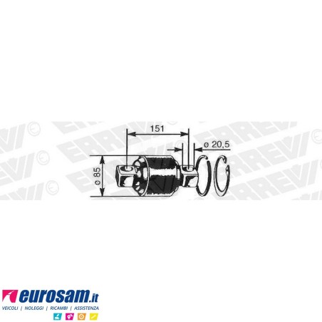 Silentblock barra reazione D.85 F.19 L.130/152 Mercedes NG SK AK