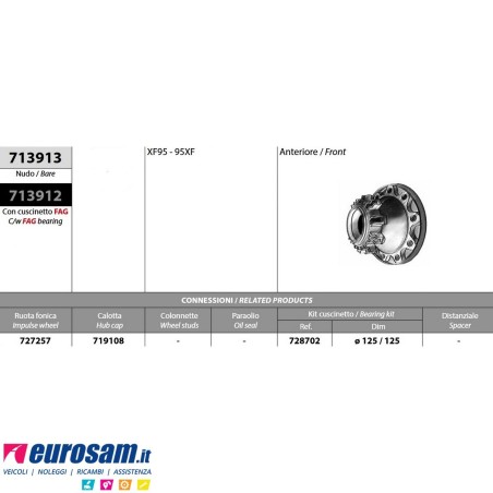 Mozzo ruota anteriore DAF XF95 95XF nudo