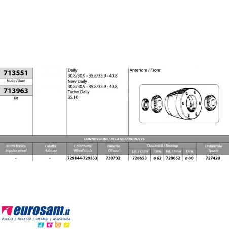 Mozzo ruota anteriore IVECO DAILY NEW DAILY 30.8-35.10-40.8