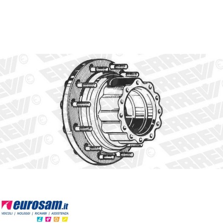 Mozzo ruota posteriore nudo Iveco 180.24/.26 190.30/.38 240.30/.38 330.26/.30/.35/.36 330f26/f35 con colonnette